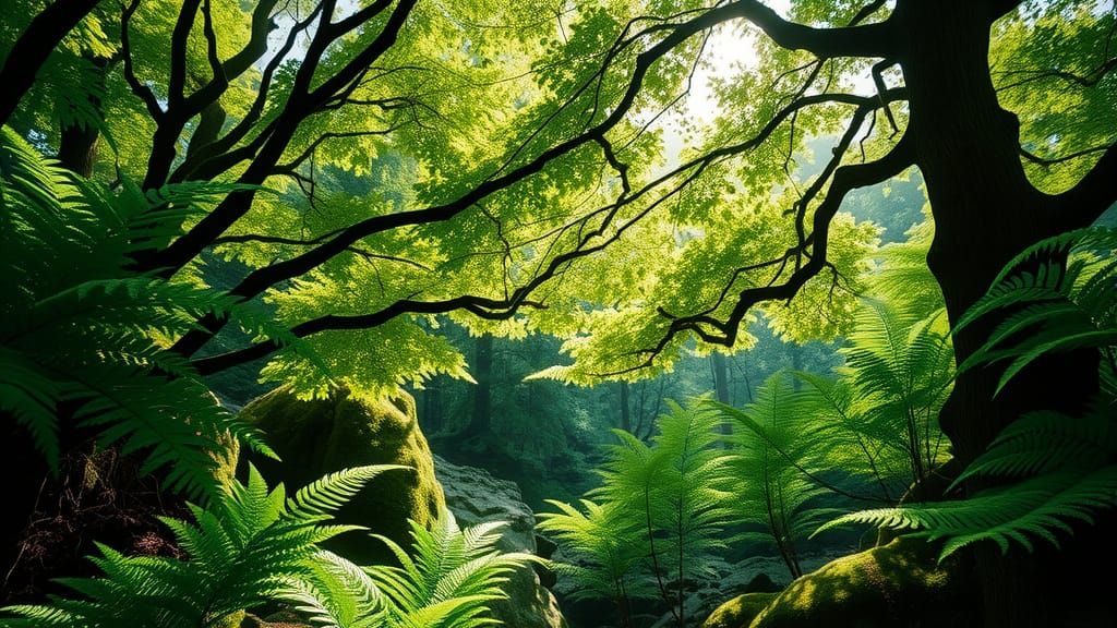 Ethereal Forest Haven in Dreamy, Vibrant Green