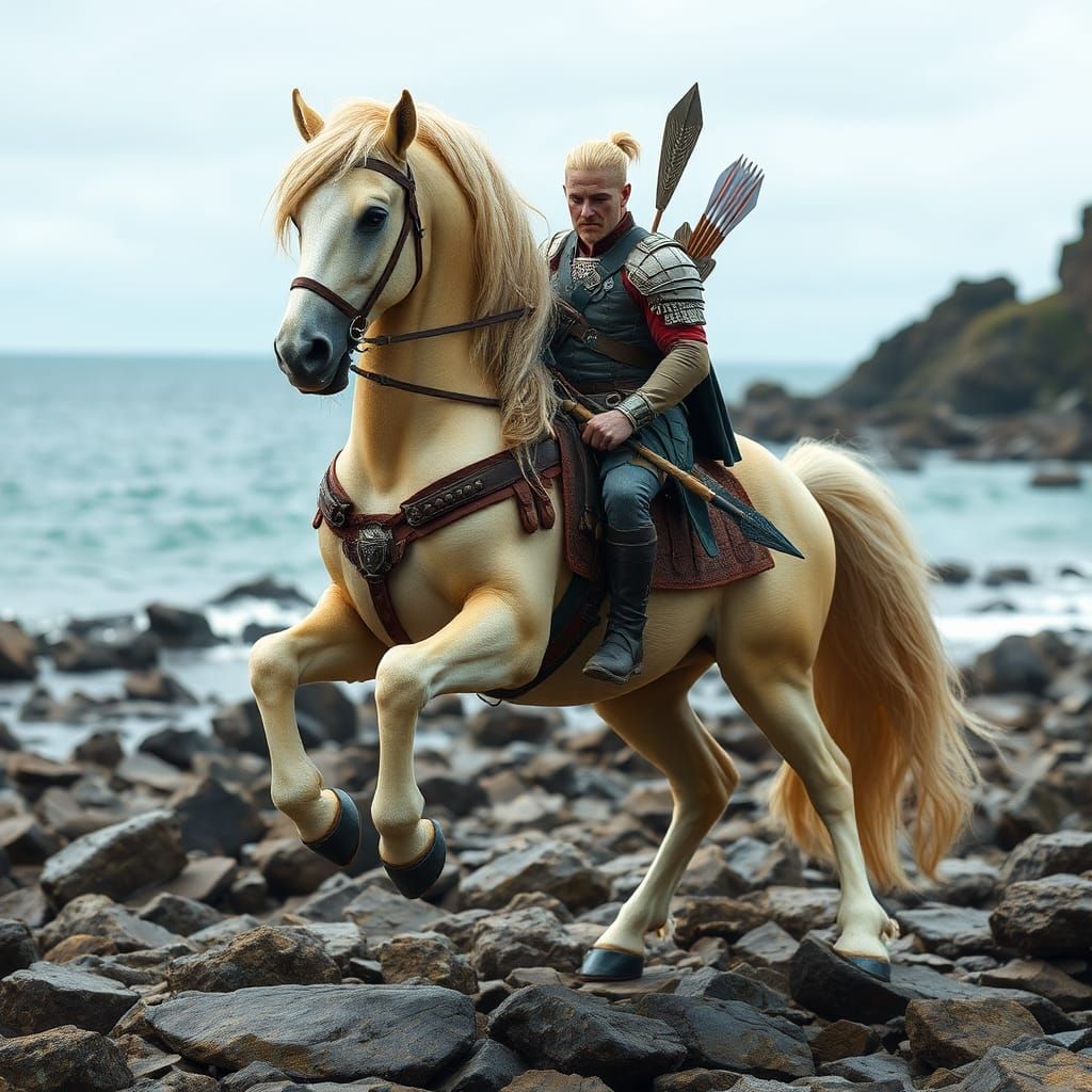 Majestic Centaur on Rocky Seashore
