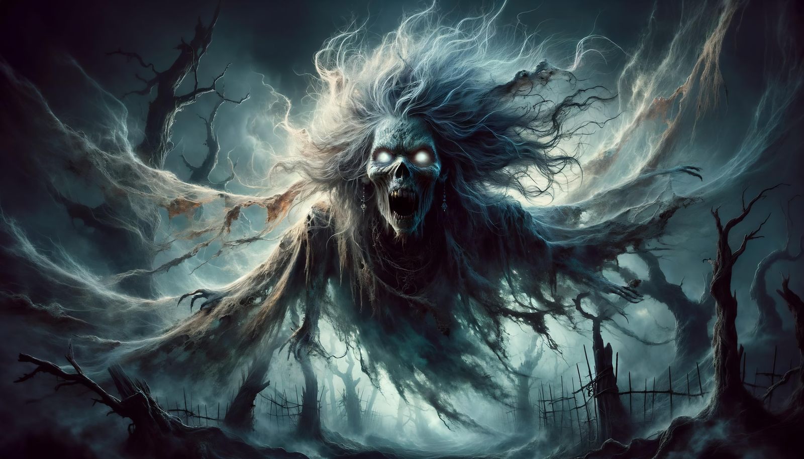 Menacing Banshee in Spooky Forest