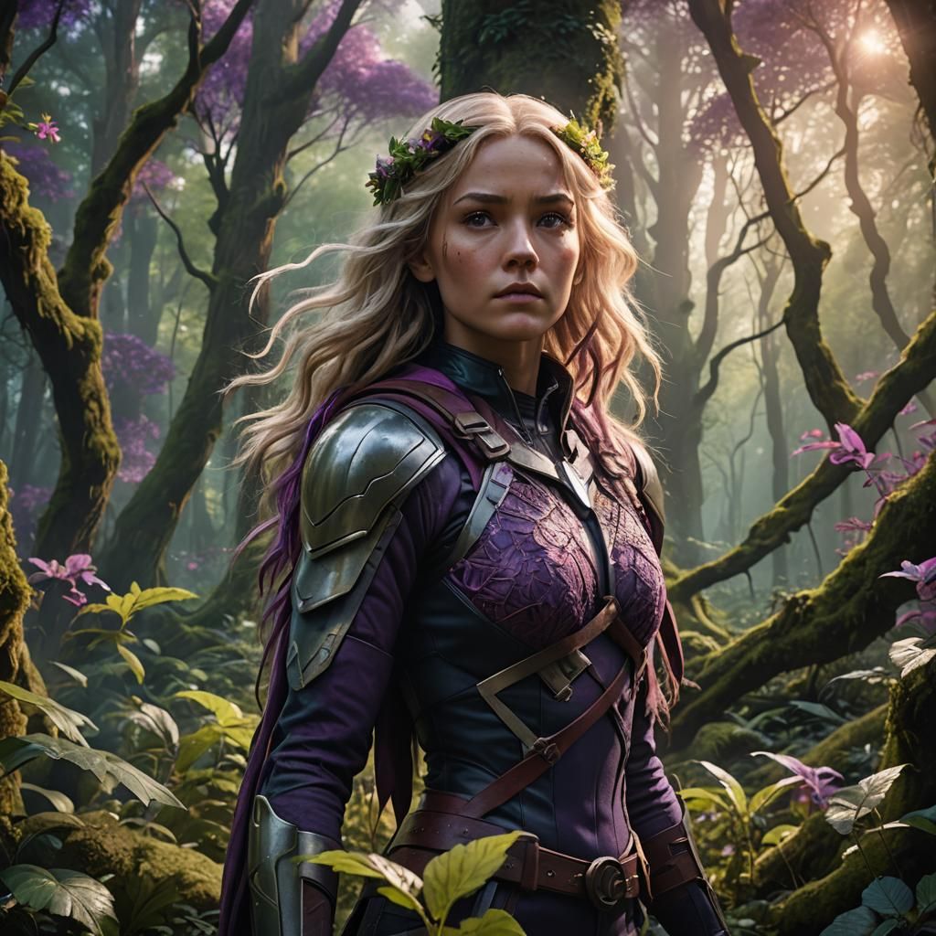 Rogue of X-Men in Mystical Forest: Fantasy Concept Art