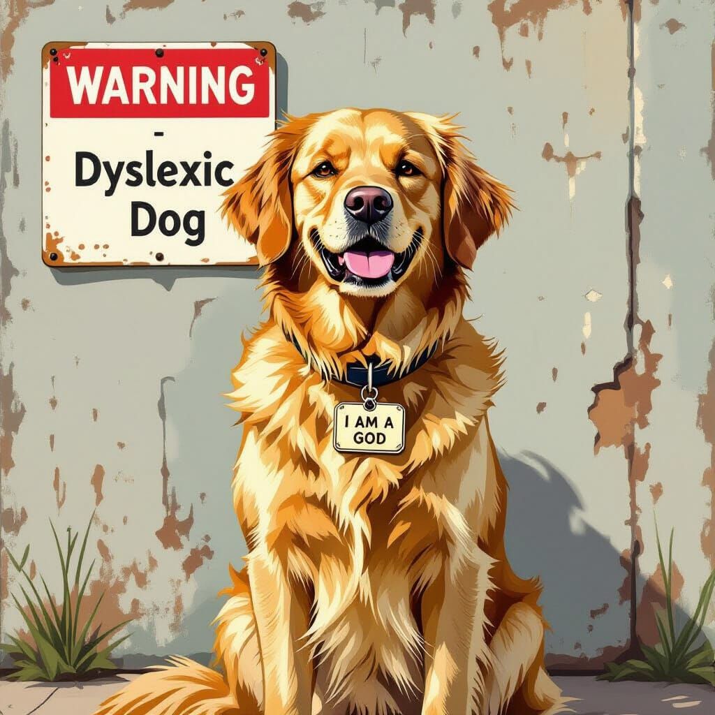 Golden Retriever Declares Godhood in Surreal Digital Art