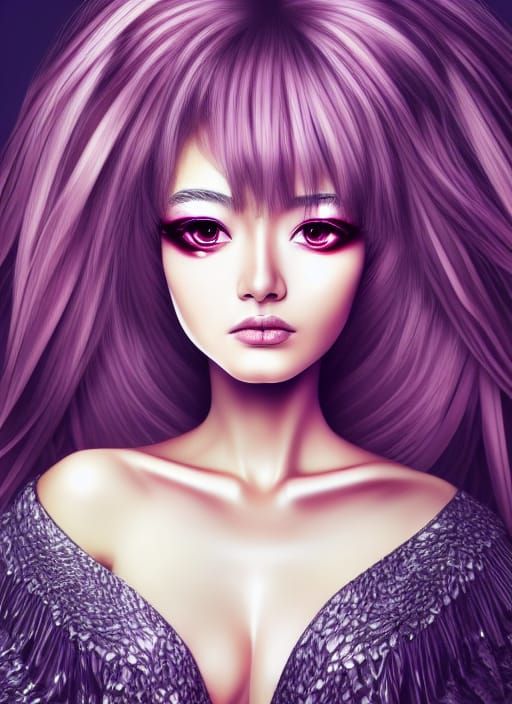 Hyperrealistic Anime Woman Portrait in Digital Art Style