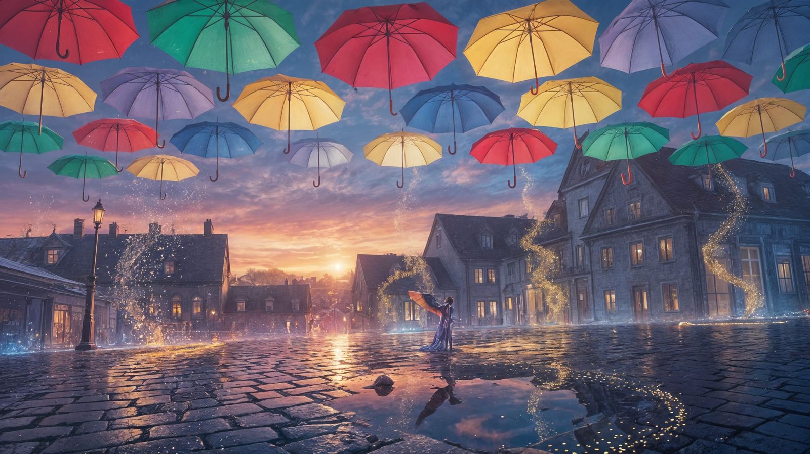 Umbrellas Ascend in Ethereal Surrealist Dreamscape