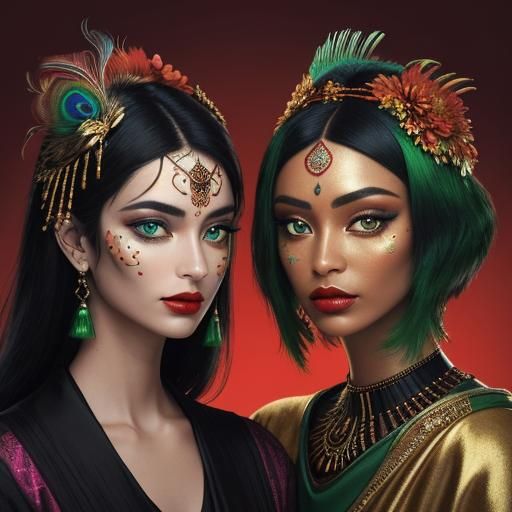 Peacock Haired Woman Portrait in Macro Photography