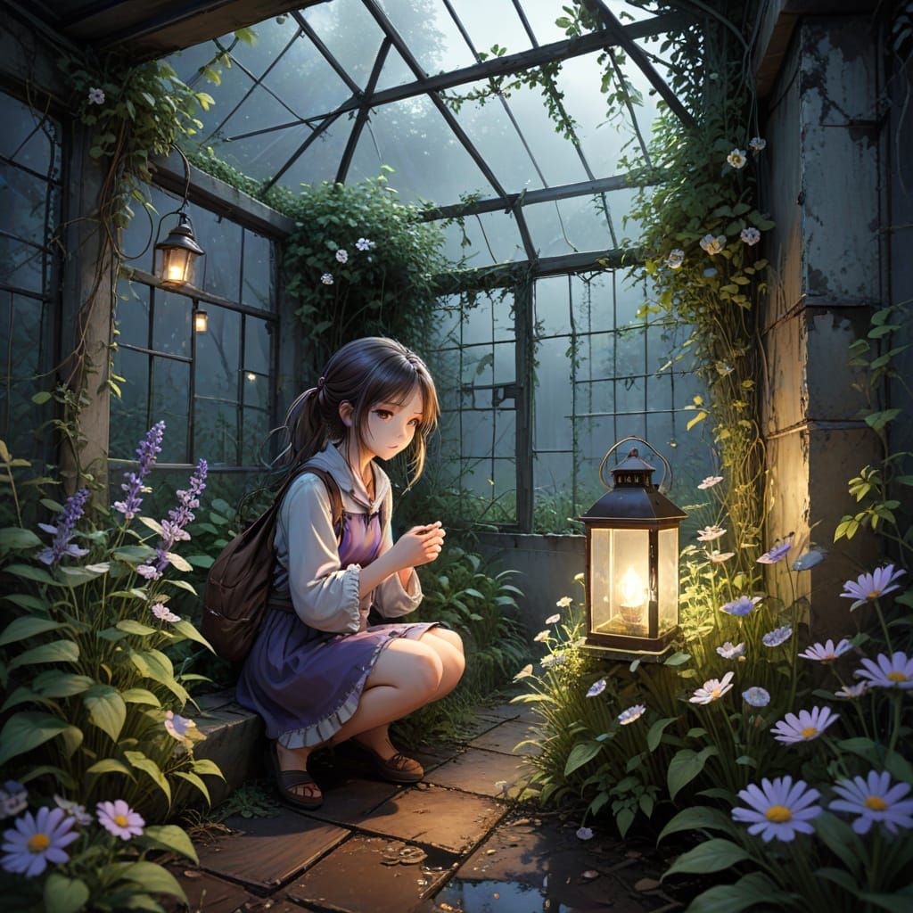 The Hollowroot Greenhouse: Anime-Style Concept Art