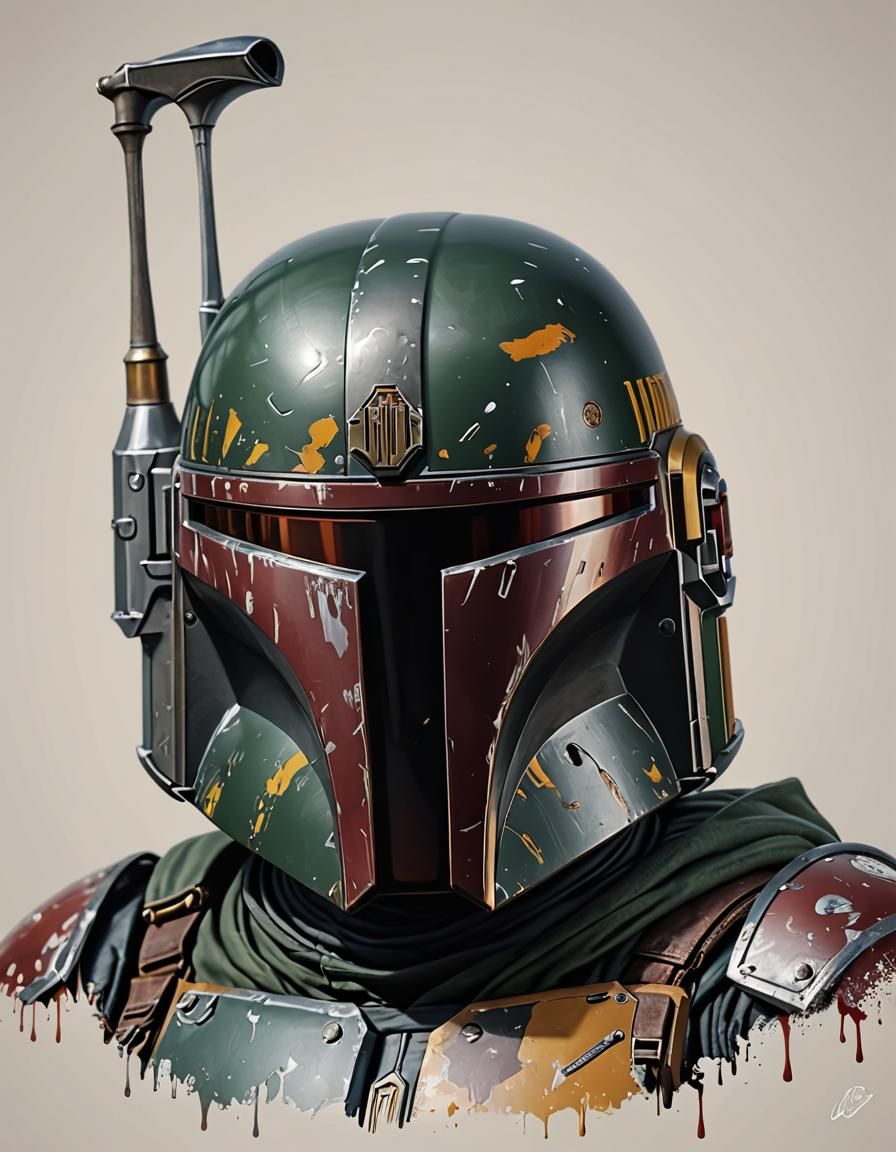 Boba Fett Anime 3D Art: Mandalorian Bounty Hunter
