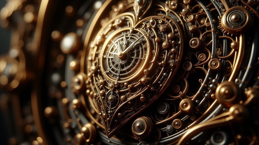 Clockwork Heart with Art Deco Filigree in Steampunk Style