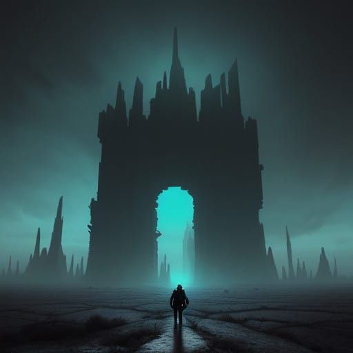 Dark Surrealism: A Figure at the Edge of Oblivion