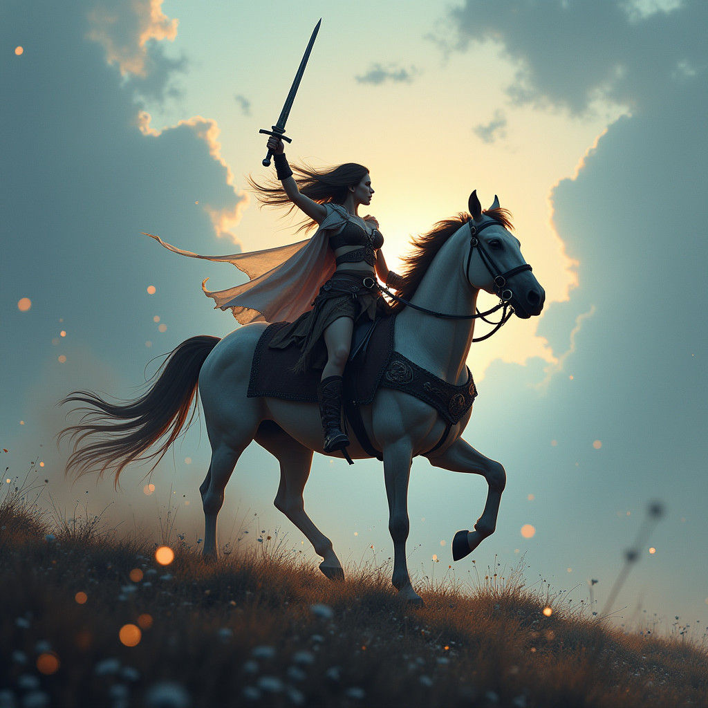 Viking Woman Rides into Battle: Fantasy Art