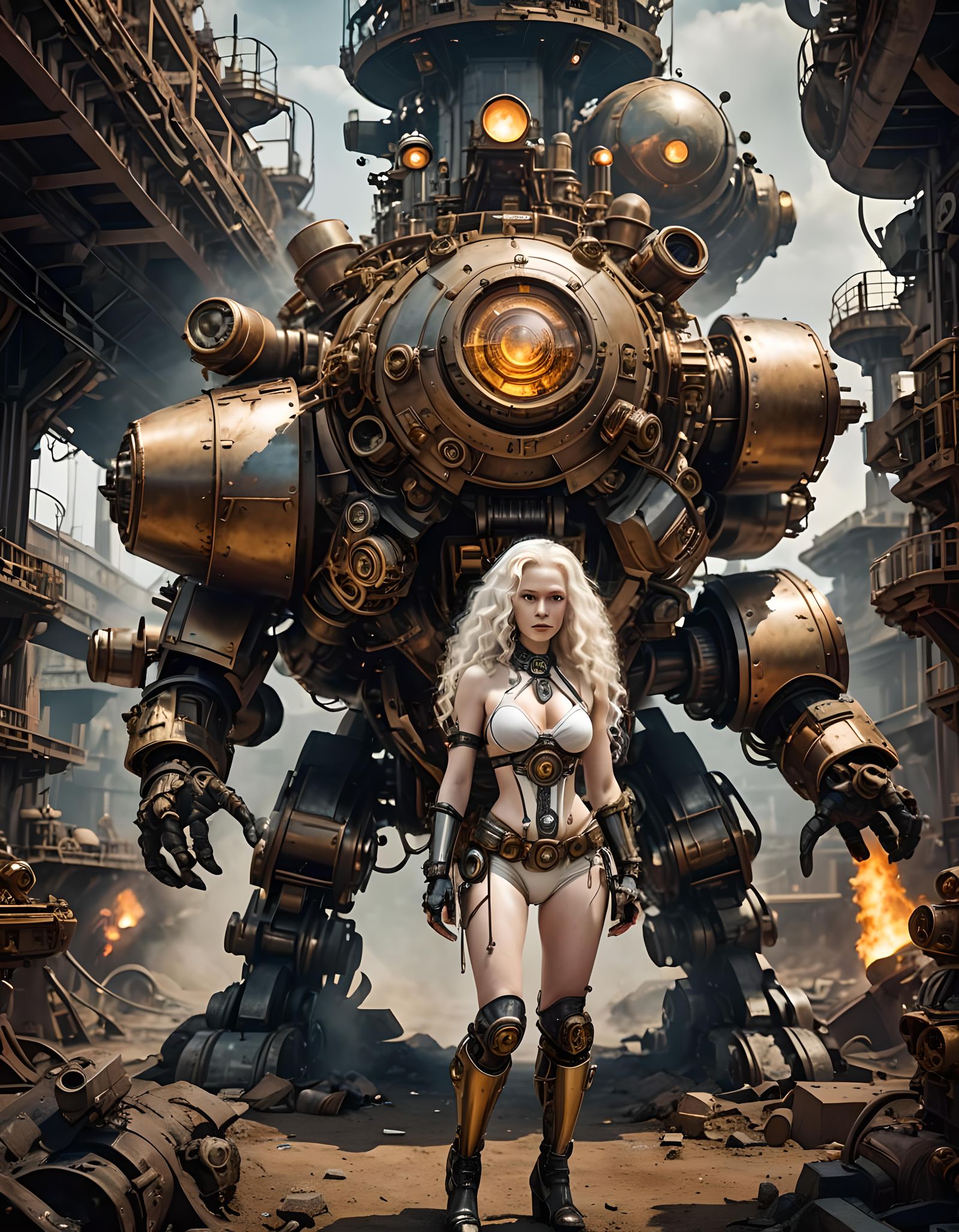 Steampunk Engine with Earth Cross Section