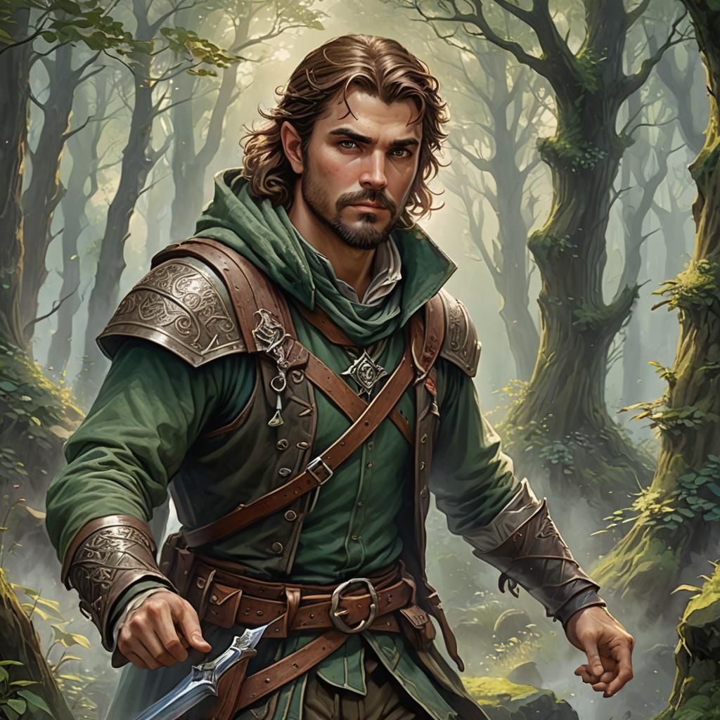 Half-Elf Ranger in D&D Fantasy Style