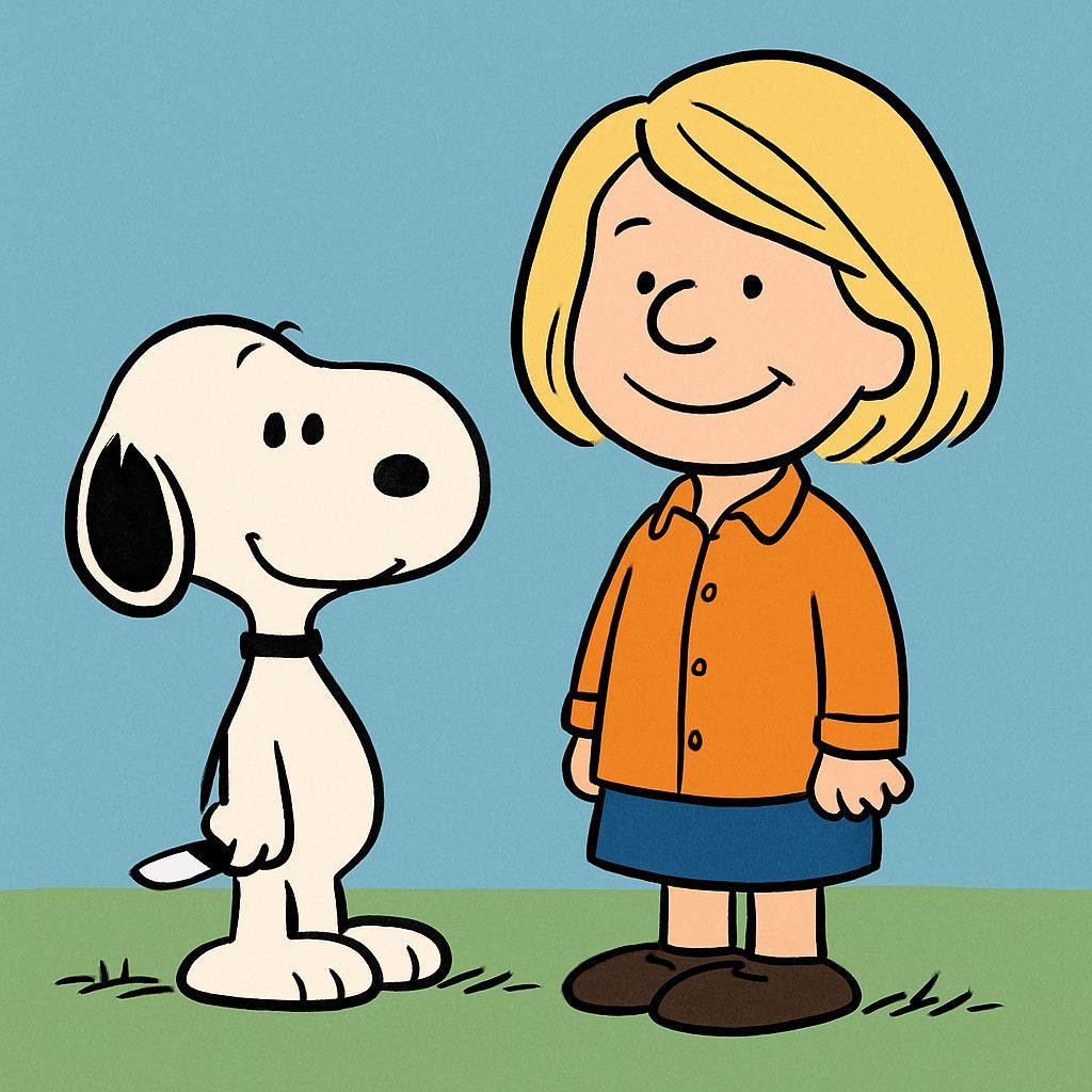 Snoopy and Martha Stewart in the Classic Peanuts Art Style
