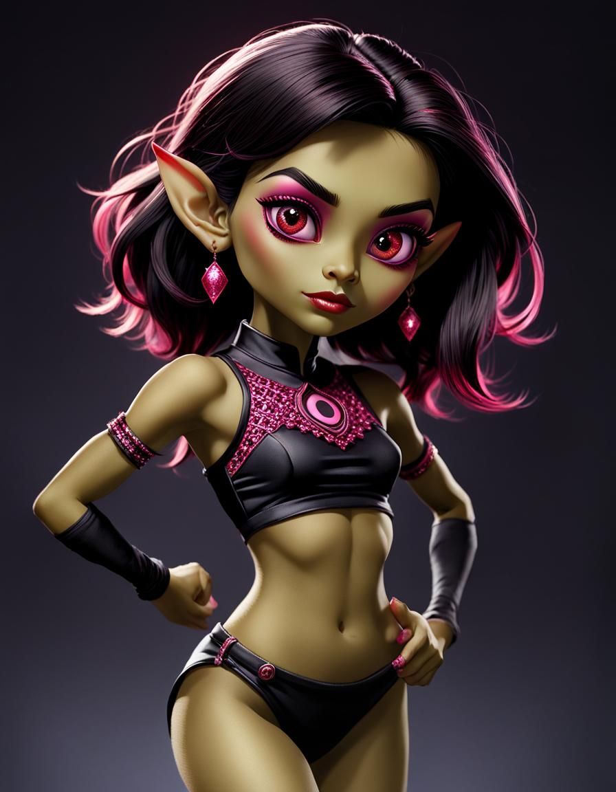 Goblin Dancer Hybrid in Cel-Shaded Anime Style