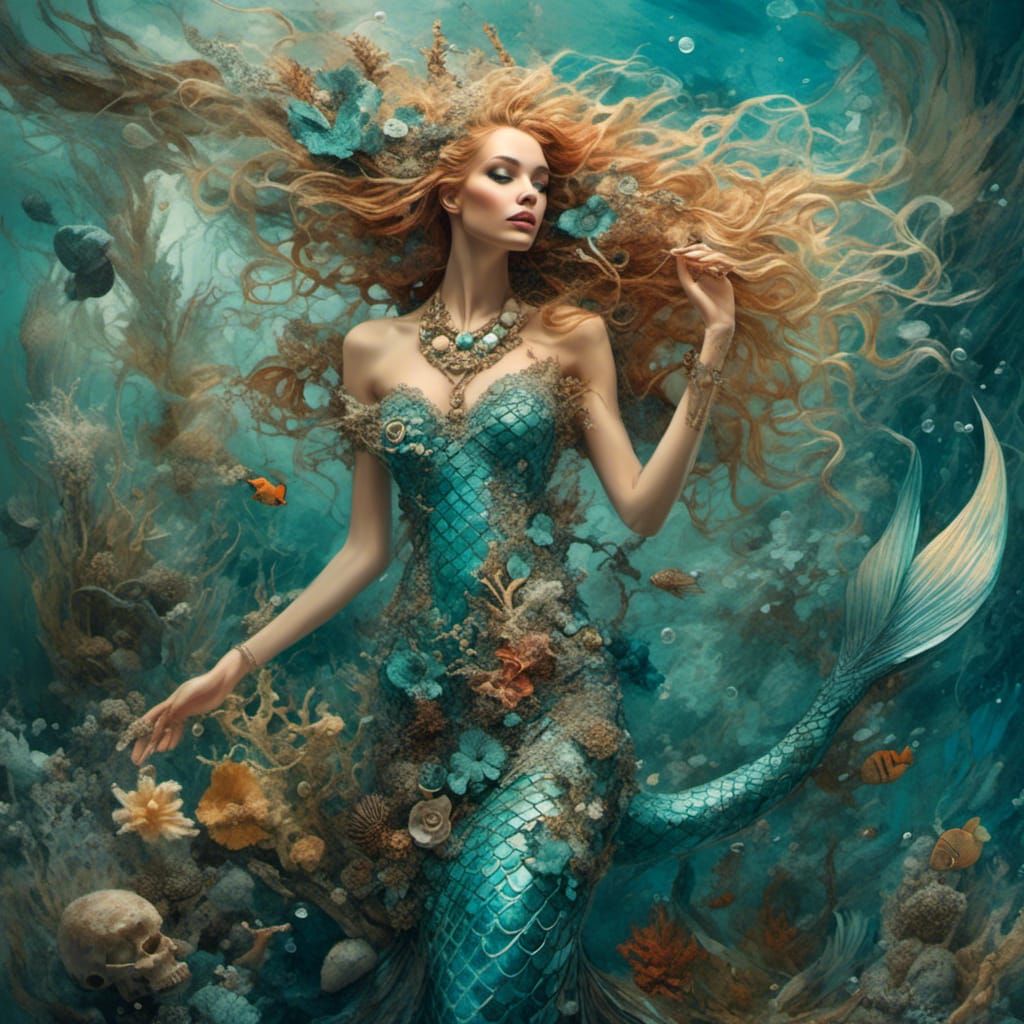 Mermaid on Catwalk in Avant Garde Fashion