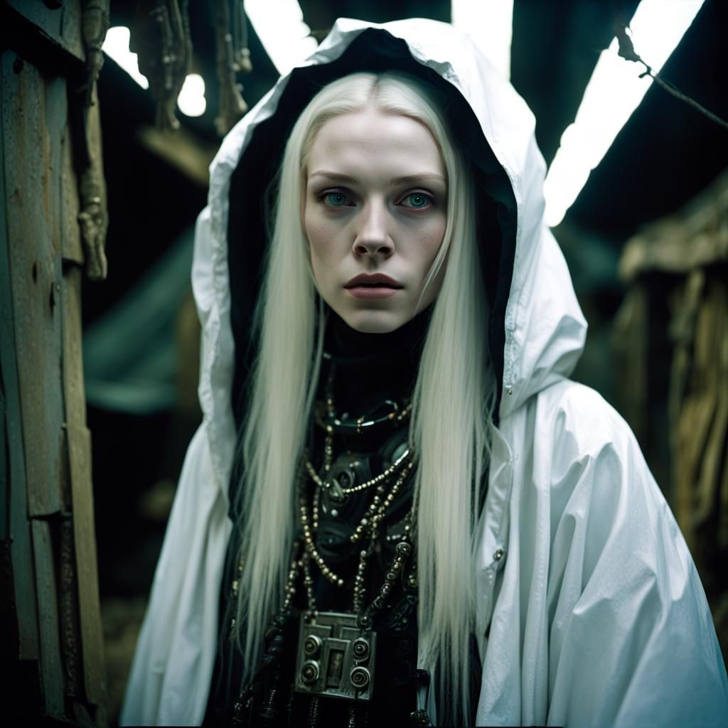 Cyberpunk Cult Girl in Dystopian Underground City