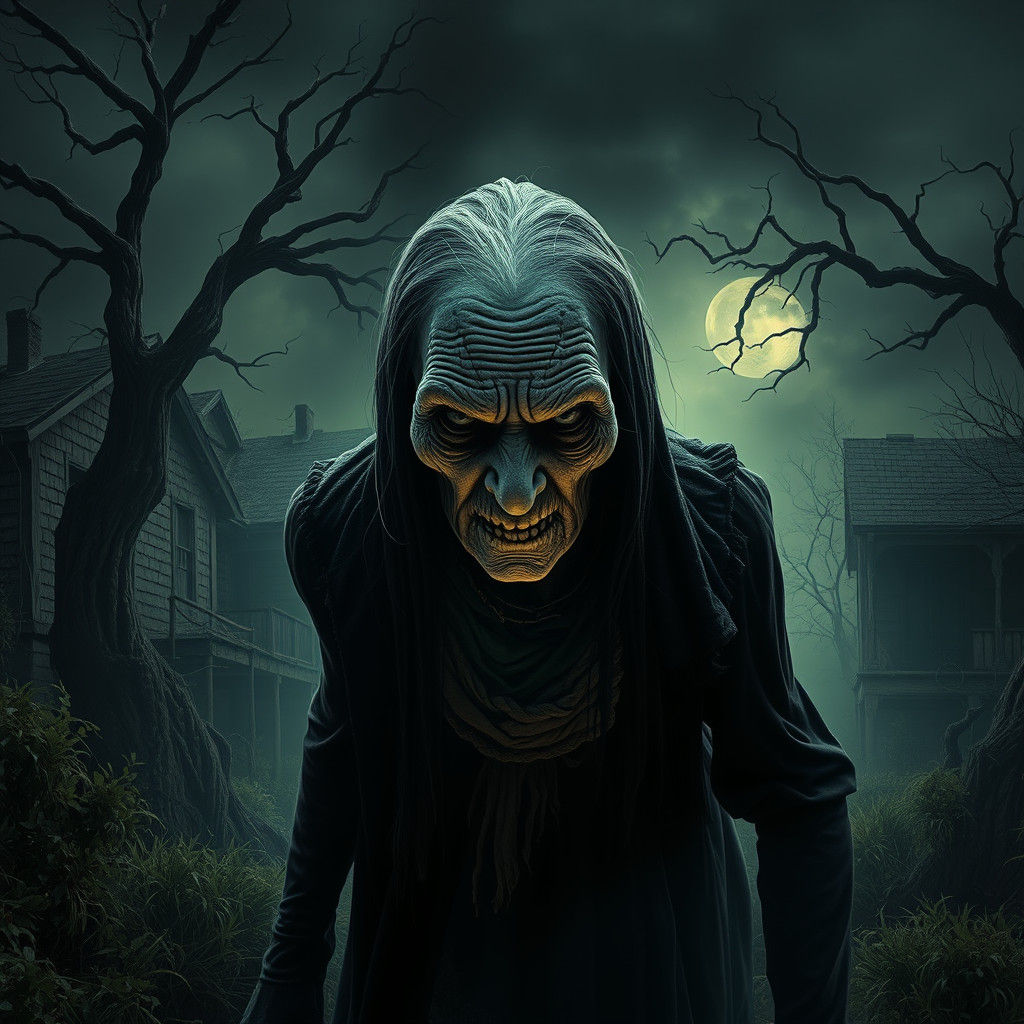 Eerie Grandma Creeper Emerges from Shadows