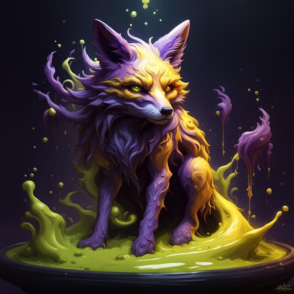 Toxic Slime Fox in Dark Fantasy Style