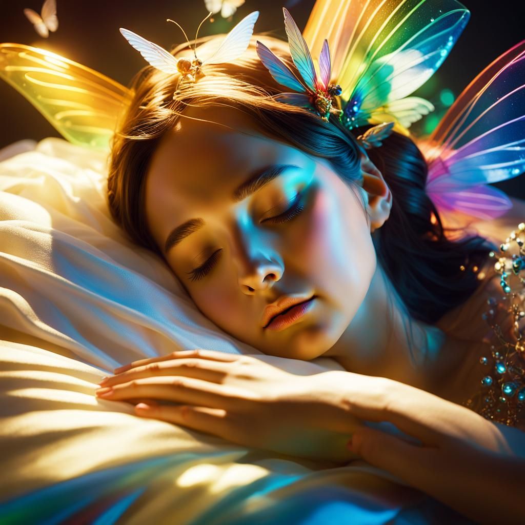 Dreamer in Surreal Rayograph Style with Fairy