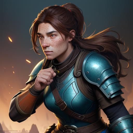 Playful Female Dwarf with Wolverine Cub, Art Nouveau