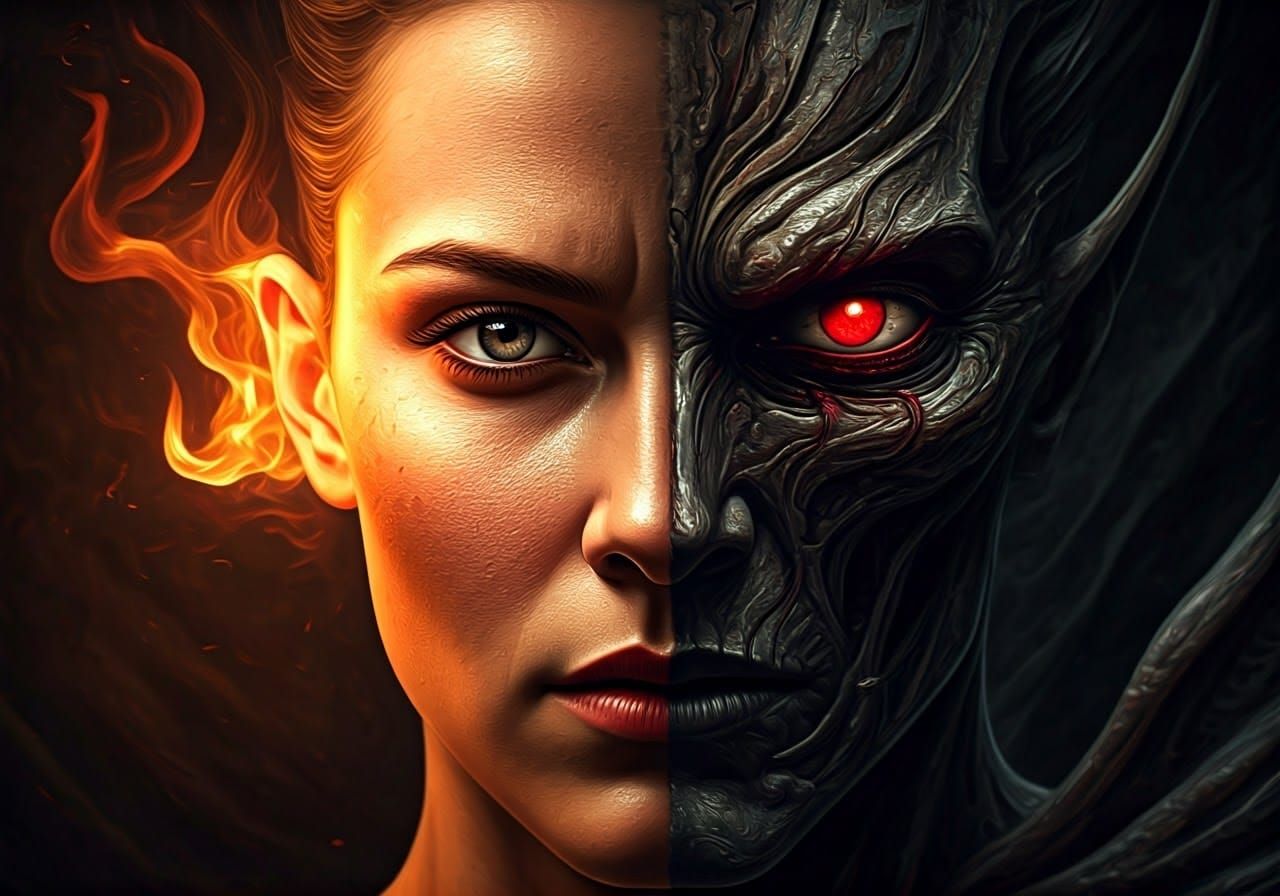 Duality of Light and Shadow in Portrait