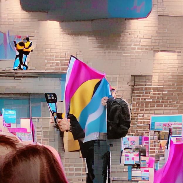 Man Displaying Pansexual Pride Flag