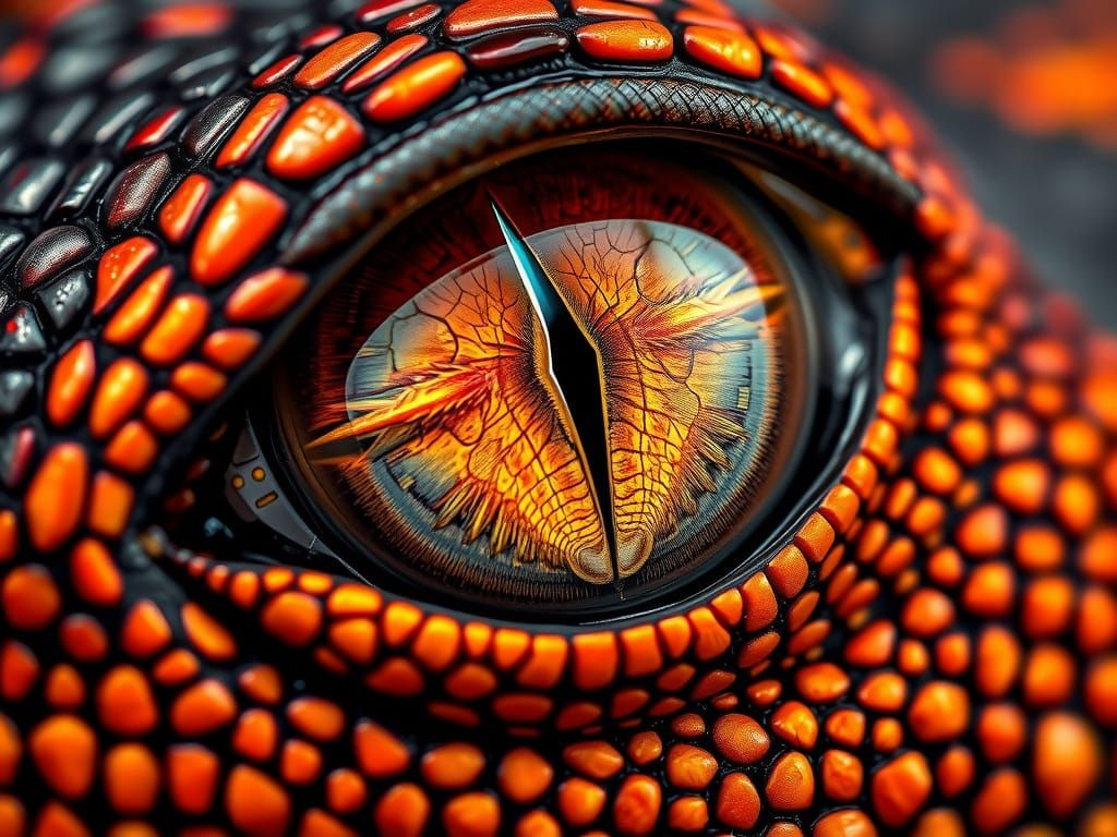 Hyper-Realistic Lizard Eye Portrait in Vibrant, High-Contras...
