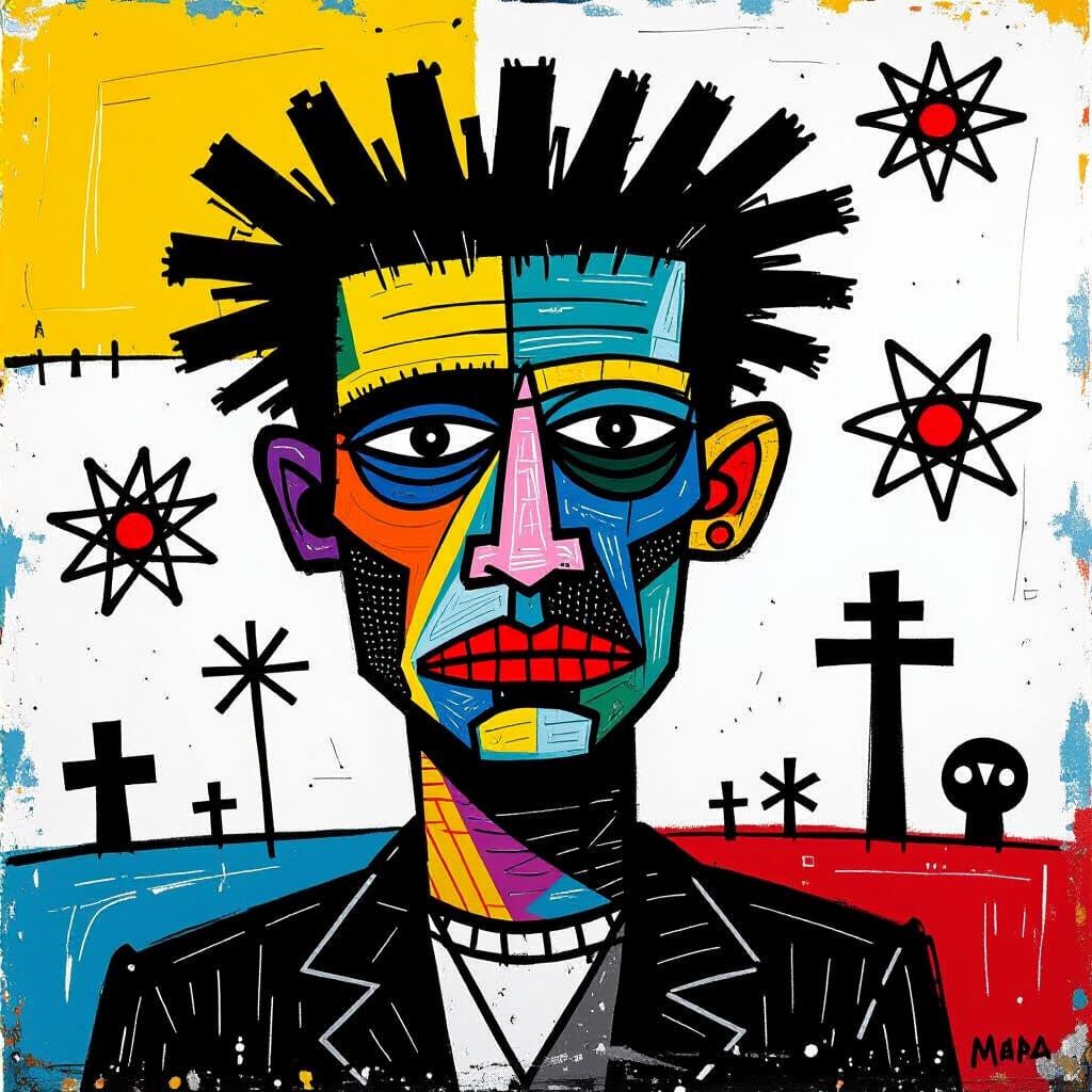 Atomic Grunge Nightmare in Basquiat Style