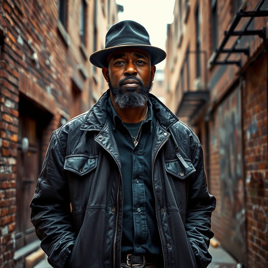 Gritty Urban Figure in High-Contrast Lighting