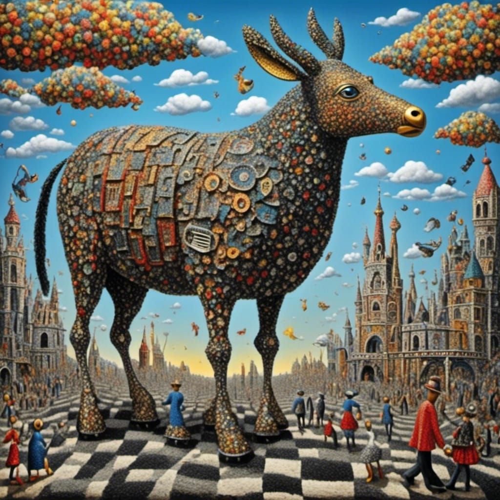 Stylized Portrait in Jean Dubuffet Art Style