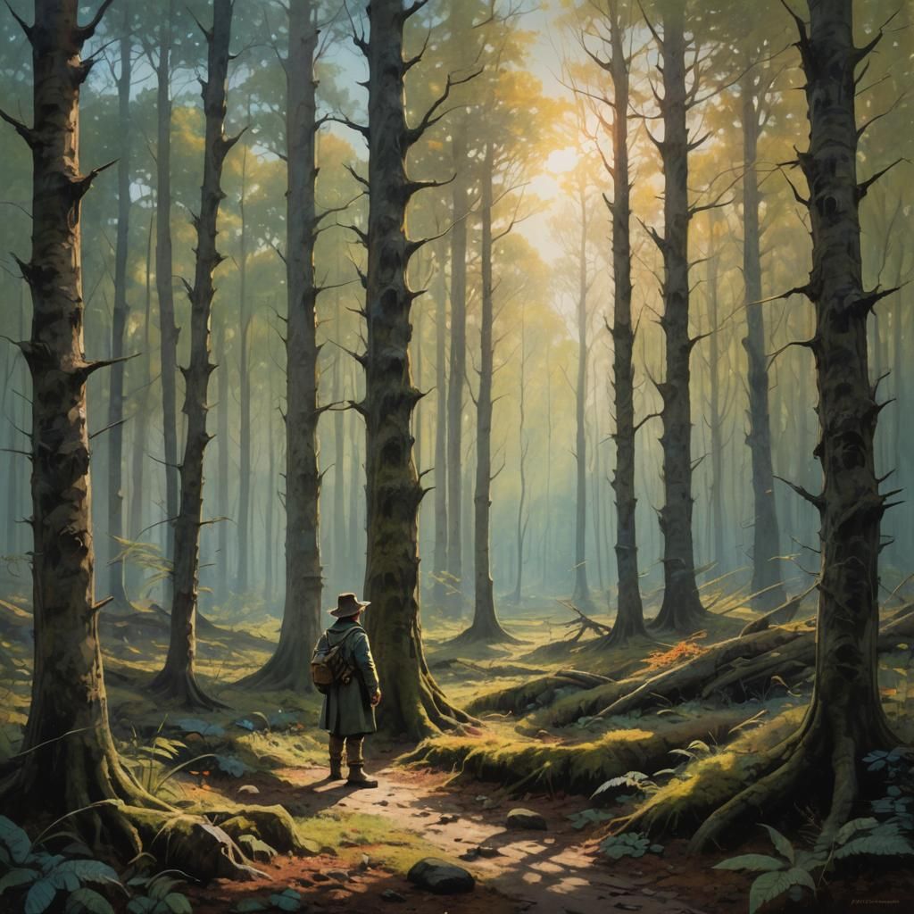 Mystical Forest Figure in Jean Baptiste Monge Style