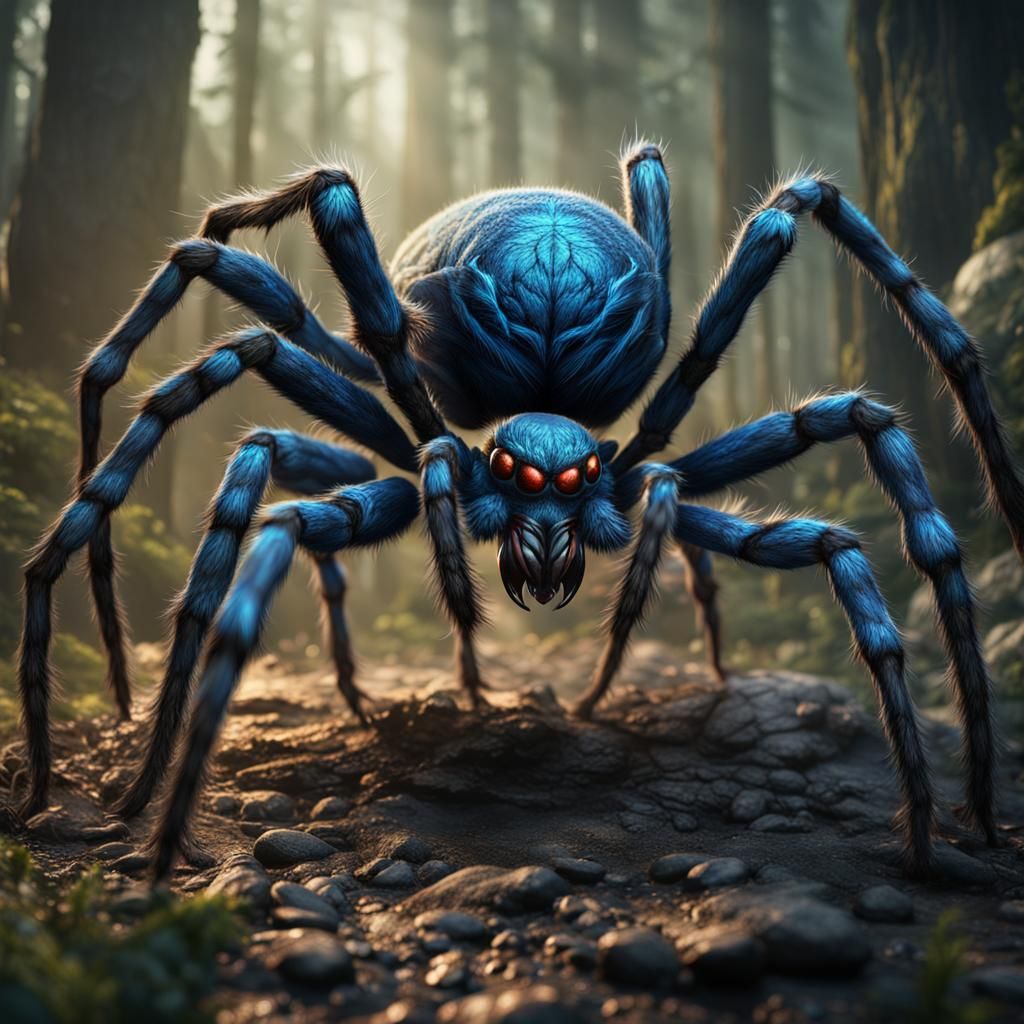 Angry Giant Spider with Blue Markings