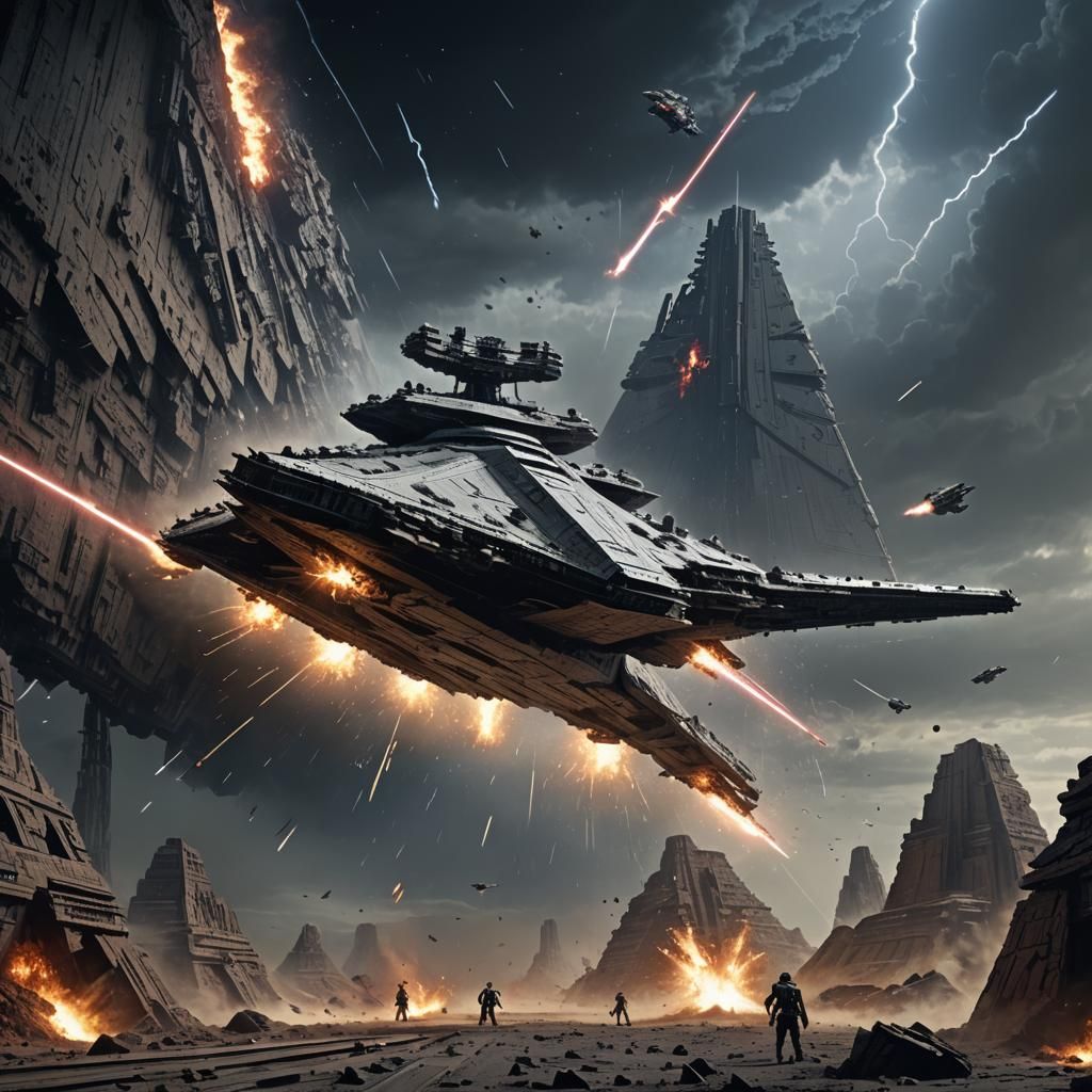 Star Destroyer Lightning Strike: Detailed Matte Painting