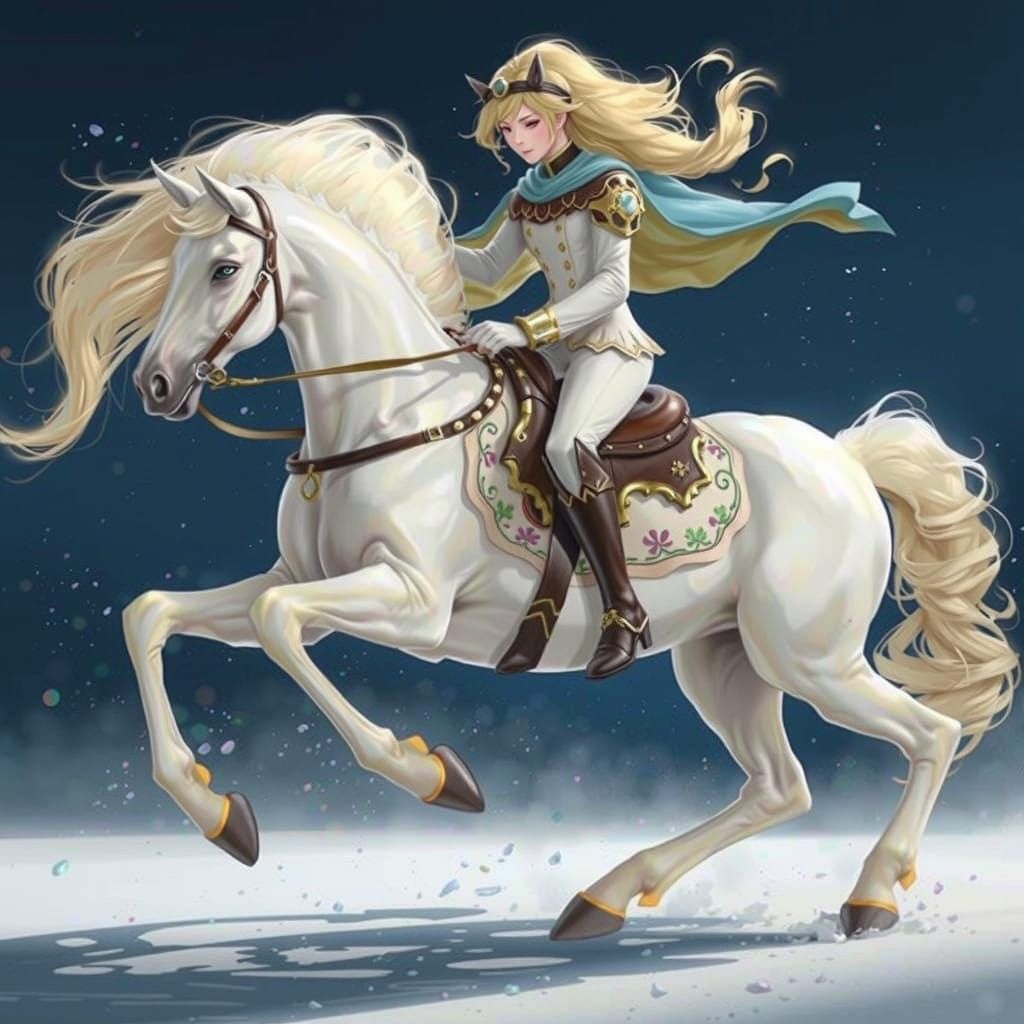 Majestic White Horse in Dynamic Hyperrealistic Pose