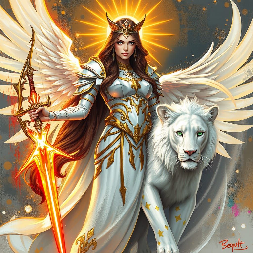 Majestic Queen of Eternal Light Elyra Surrounded by Heavenly...