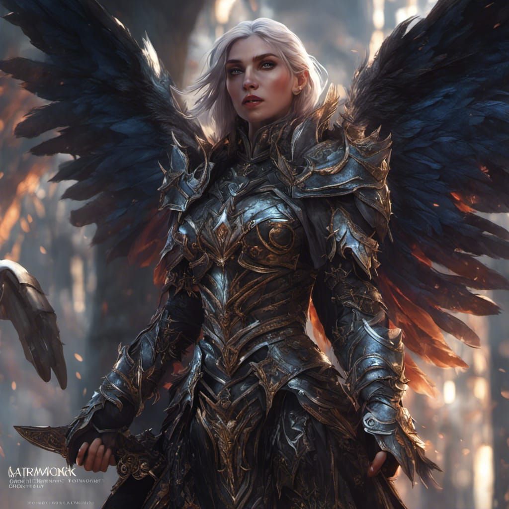 Vampiric Elven Warrior Princess in Feathered Armor