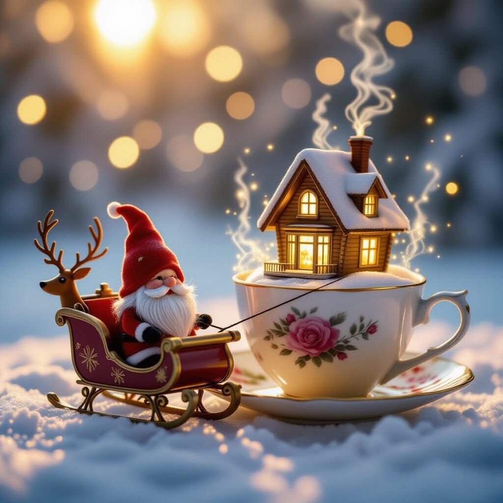 Whimsical Gnome Fairytale in a Teacup