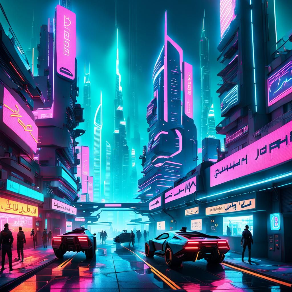 Cyberpunk Dubai: A Futuristic Neon Cityscape