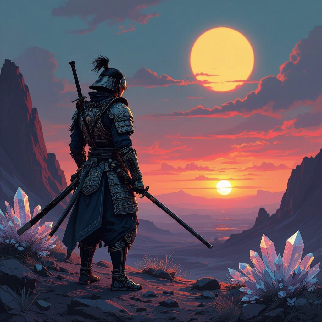 Samurai on Alien World at Sunset, Blended Styles