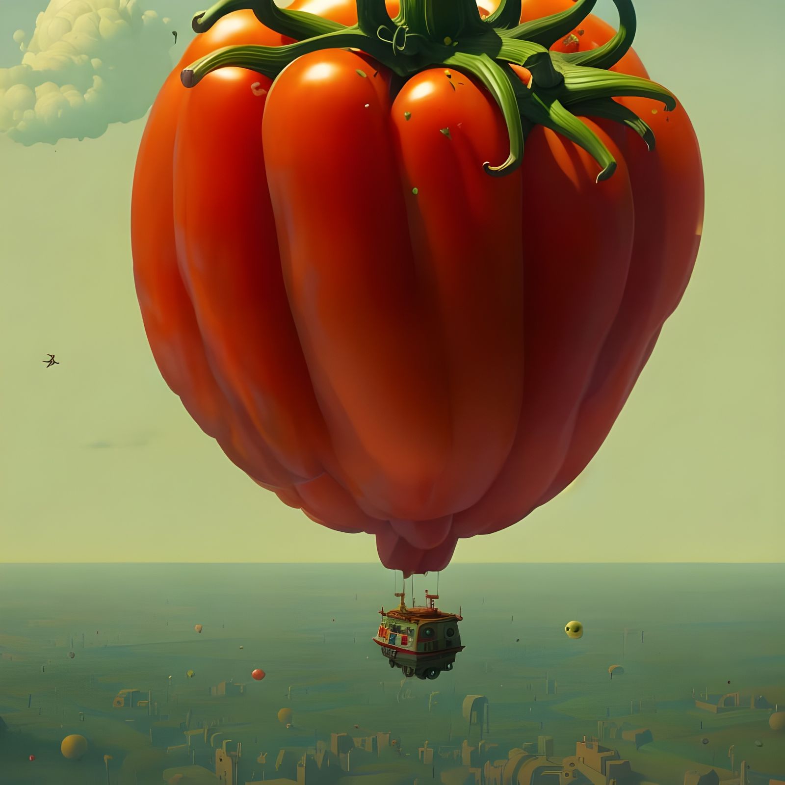 Tomato Air Balloon: Digital Art Masterpiece