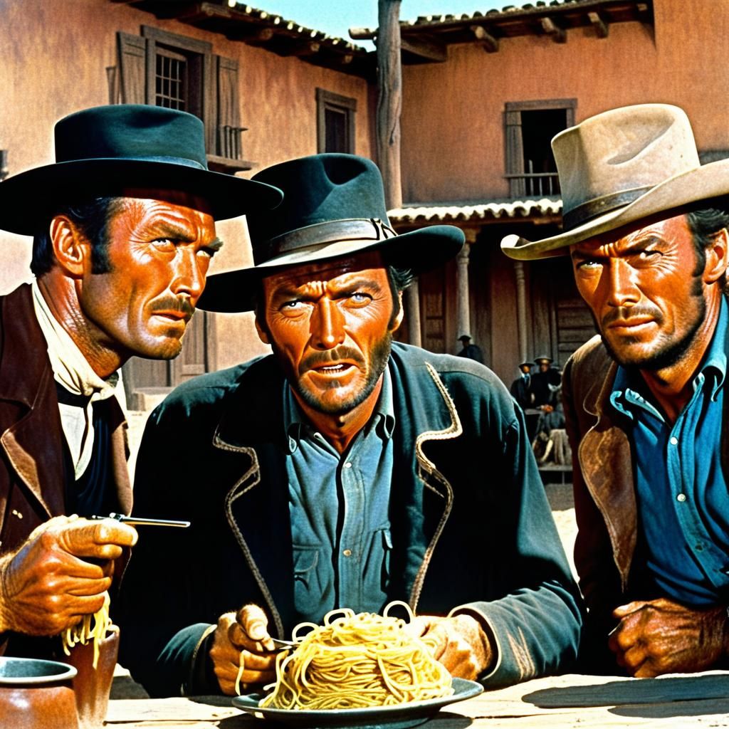 Spaghetti Western Scene Inspired by Sergio Leone Film