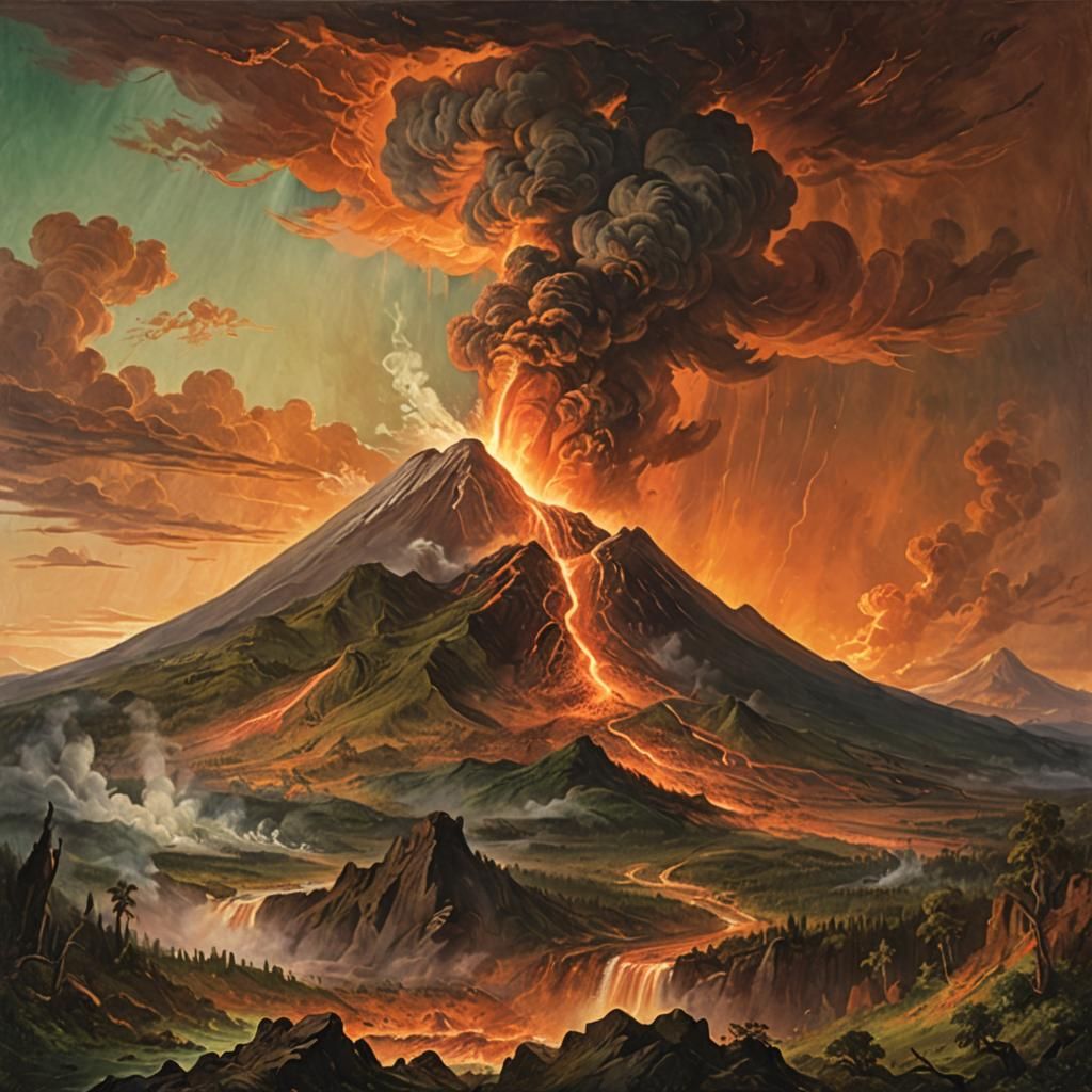 Volcano Eruption in Romanticism Style