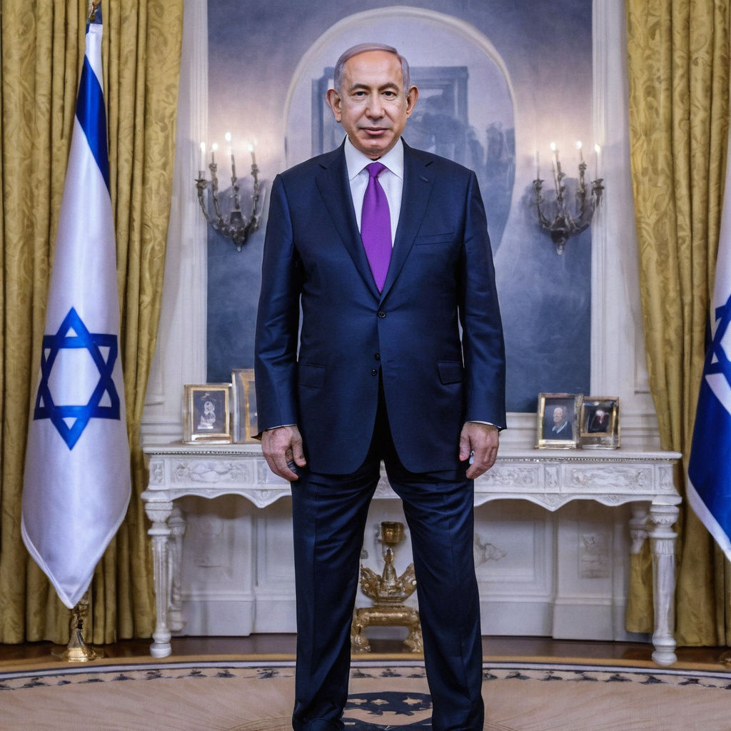 Israeli Leader in Elegant Attire at the White House's Lavish...