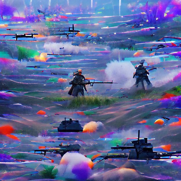 Gritty Battlefield Scene with Smoke and Fire