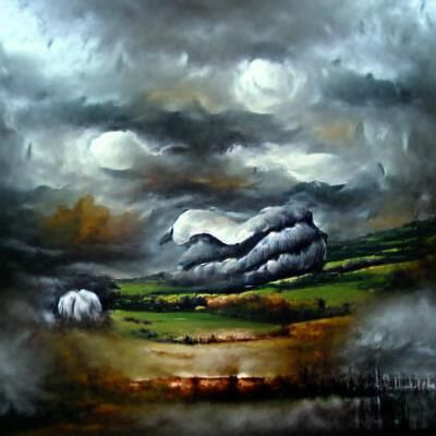 Stormy Landscape: Moody Oil Painting on Canvas