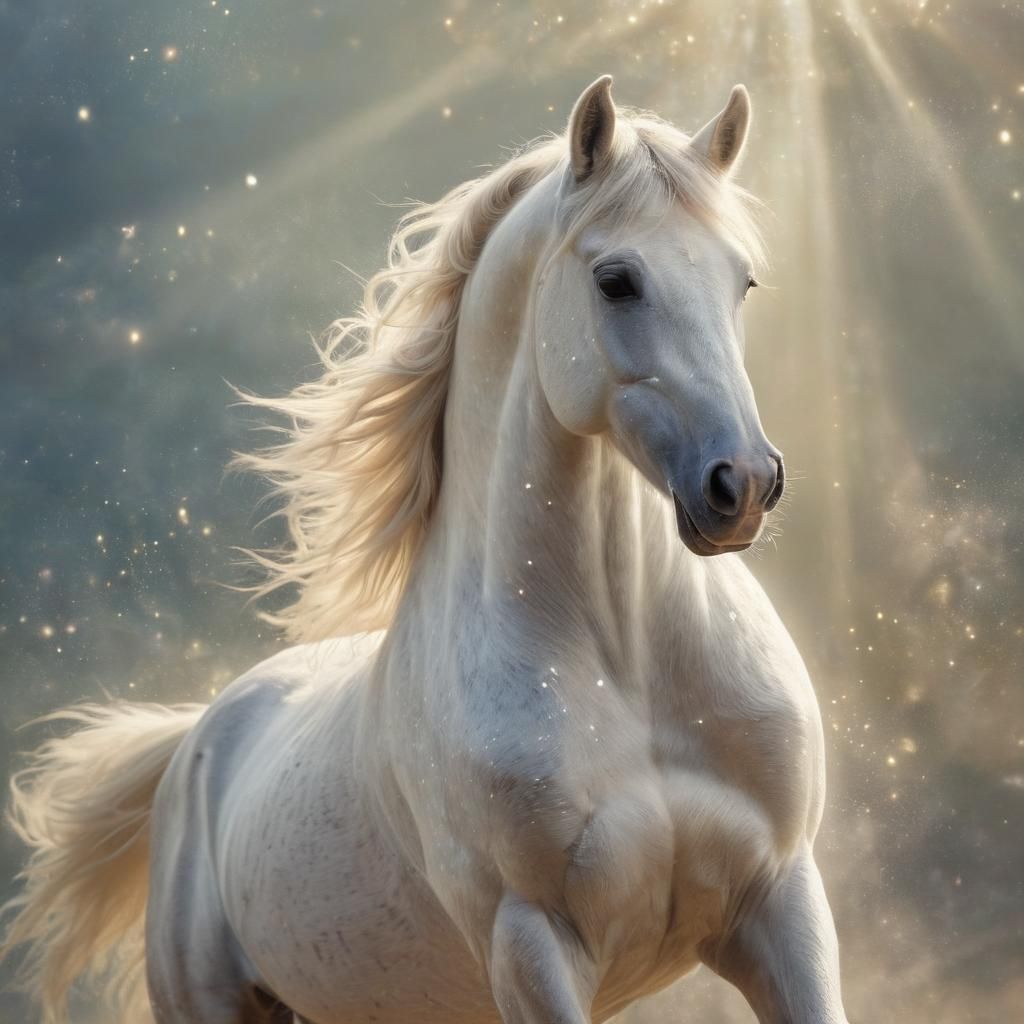Ethereal Stardust Horse in Divine Light