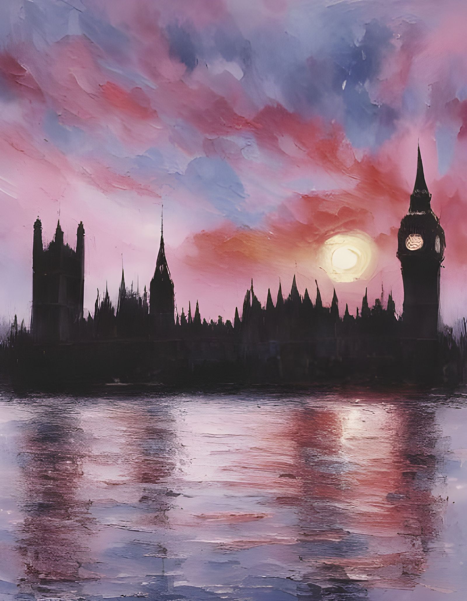 Impressionist Parliament in Foggy Dawn
