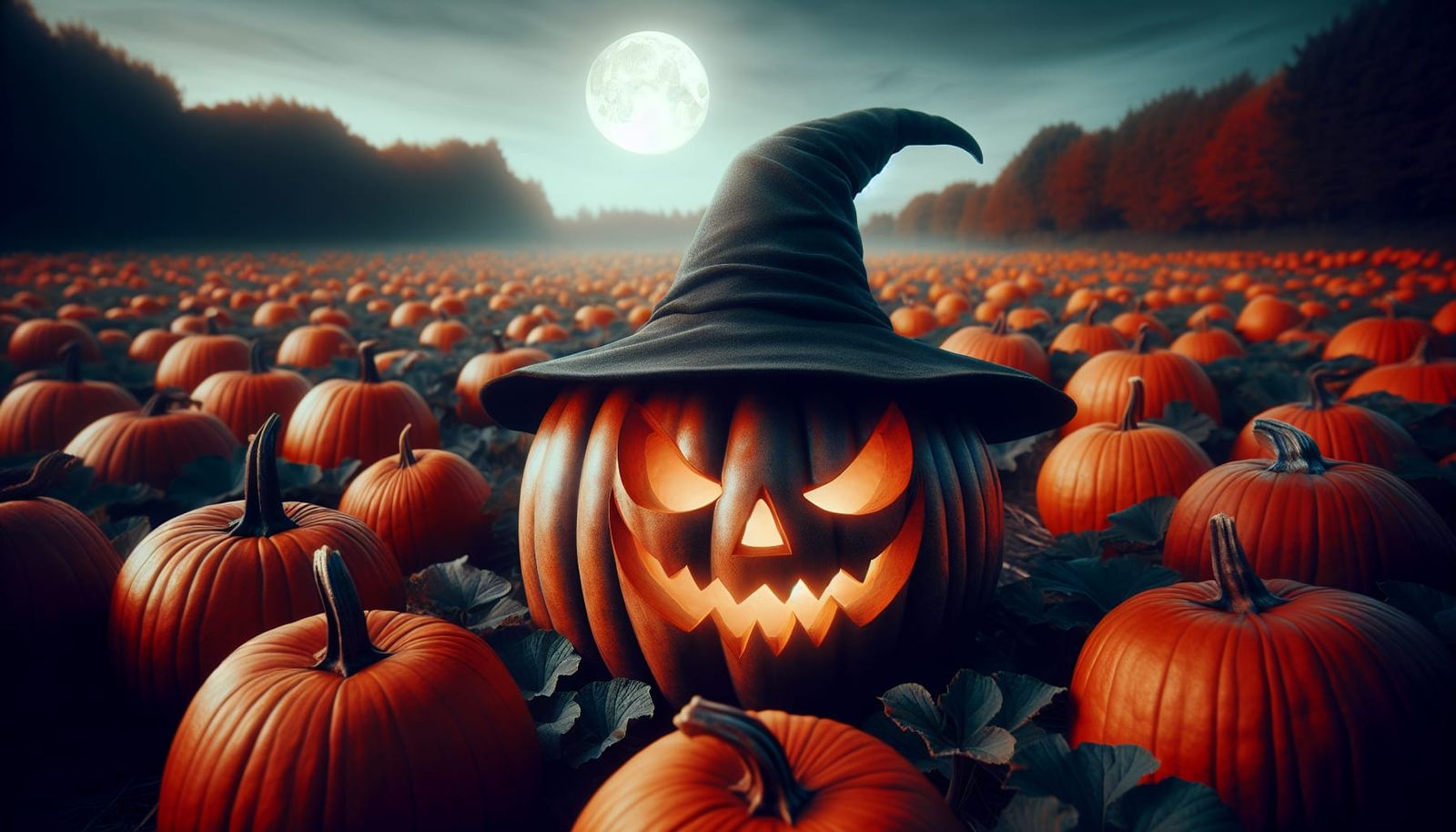 Spooky Pumpkin Harvest in Moonlight