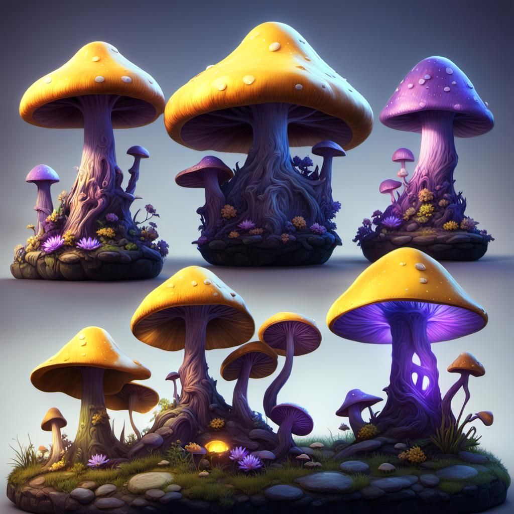 Elf Collecting Mushrooms: Dark Fantasy Concept Art