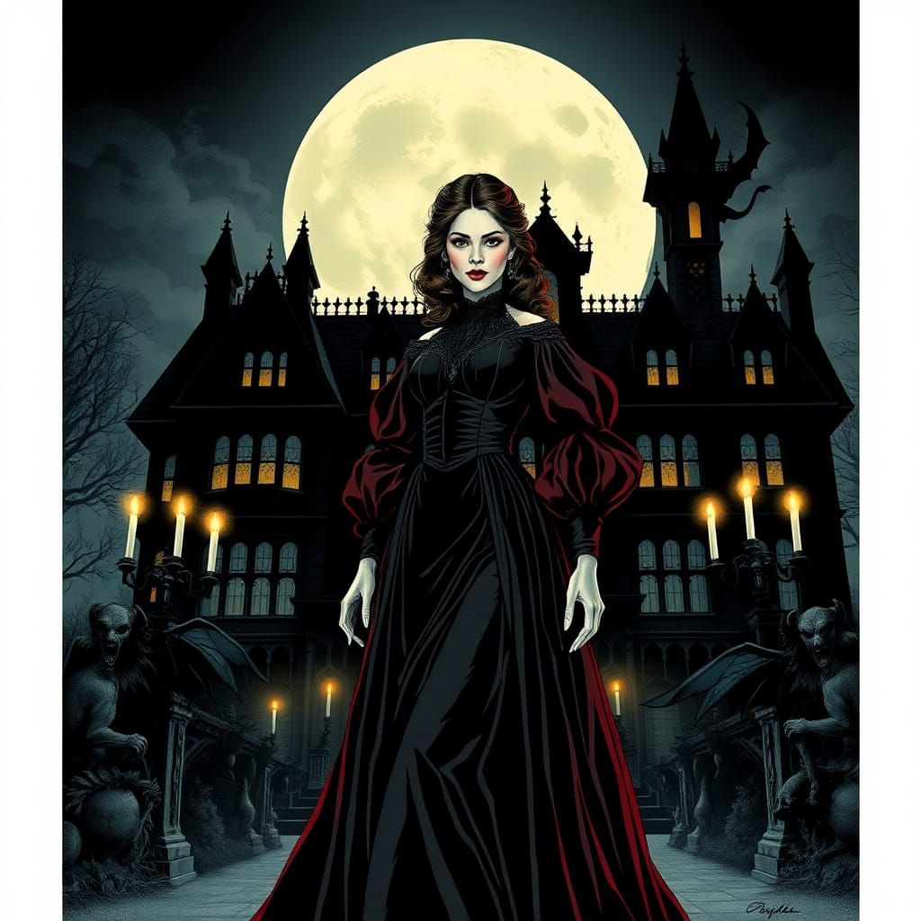 Eerie Victorian Elegance in Gothic Horror Style