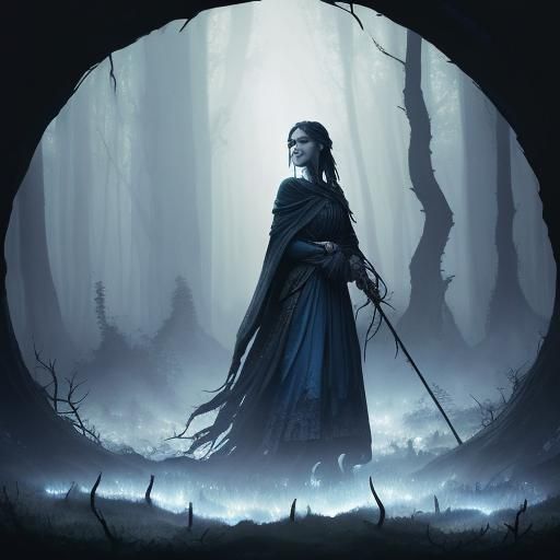 Gerda and the Wounded Reindeer: Mystical Folklore Art